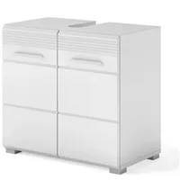 inn.furn Waschbeckenunterschrank Weiß Hochglanz 60 cm 2 Fächer, Leon