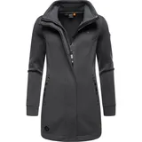 Ragwear Damen, Leichter Sweat-Übergangsmantel lang windabweisendl mit hohem Kragen Letrice Bonded Dark Grey Gr. XL - XL