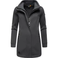 Ragwear Damen, Leichter Sweat-Übergangsmantel lang windabweisendl mit hohem Kragen Letrice Bonded Dark Grey Gr. XL - XL