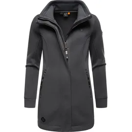 Ragwear Damen, Leichter Sweat-Übergangsmantel lang windabweisendl mit hohem Kragen Letrice Bonded Dark Grey Gr. XL - XL