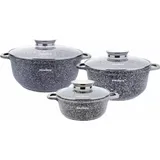 Klausberg Topf-Set 6-tlg. 3 x Kochtopf mit Marmorbeschichtung