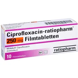CIPROFLOXACIN-ratiopharm 250 mg Filmtabletten 10 St