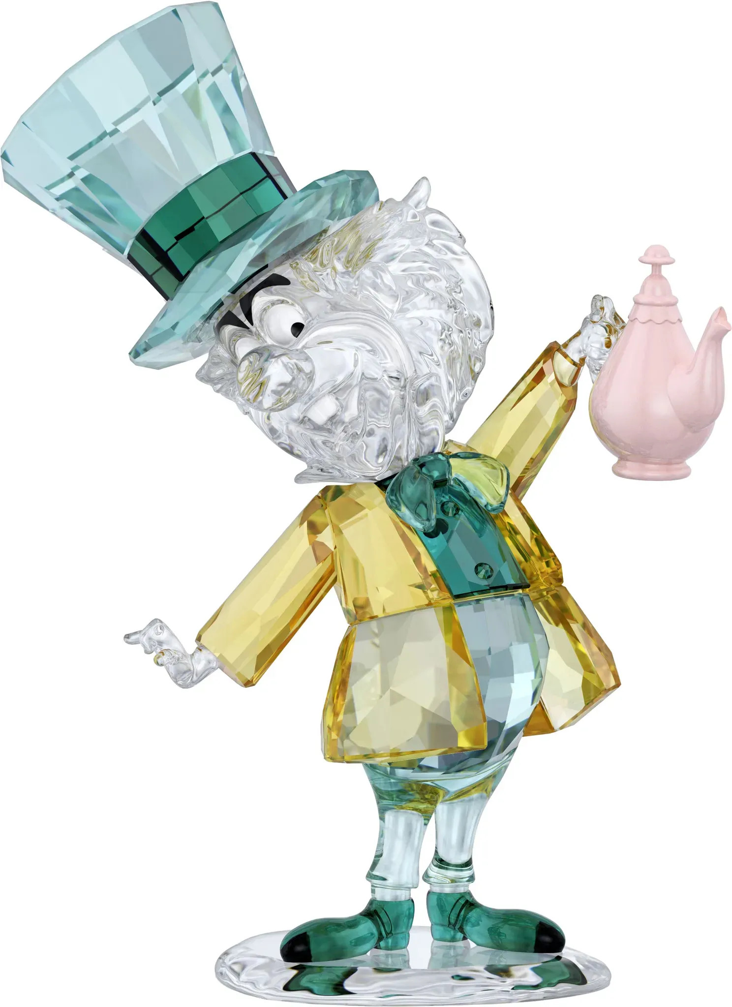 Dekofigur SWAROVSKI "Kristall Sammelfigur Alice Mad Hatter Der verrückte Hutmacher, 5671298" Dekofiguren Gr. B/H: 5,9 cm x 10,1 cm, Hutmacher, bunt (kristallweiß, grün, gelb, rosa, weiß, schwarz) Swarovski Kristall