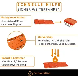 Preiswert & Gut Sandbleche 2er Set 60 cm faltbar 30 t – 17,5 cm breit – robuste Traktionshilfe für Wohnmobil PKW SUV, in Orange – Pre...