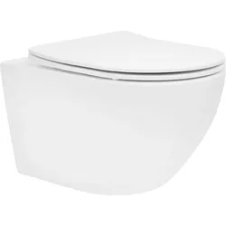 LuxeBath Spülrandloses Wand Hänge WC lang Nano-Beschichtung Softclose WC-Sitz Toilette
