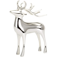 Kleine stehende Deko Rentier Figur - versilberte glänzende Hirsch Geweih Weihnachts-Deko zum Hinstellen Höhe 12 cm