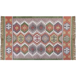 Outdoor Teppich mehrfarbig 140 x 200 cm orientalisches Muster Kurzflor SAHBAZ