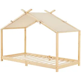 [en.casa] Kinderbett Brome Hausbett 90 x 200 cm Kiefer naturbelassen beige