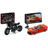 LEGO 42155 Technic The Batman - BATCYCLE Set & 76914 Speed Champions Ferrari 812 Competizione, Sportwagen und Spielzeug-Modell-Bausatz, Serie 2023, Auto-Sammlerfahrzeug-Set