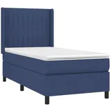 vidaXL Boxspringbett mit Matratze Blau 100x200 cm Stoff