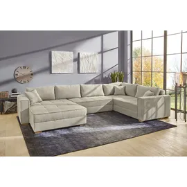 Jockenhöfer Wohnlandschaft U-Form Microfaser 3-Sitzer Beige/Grau