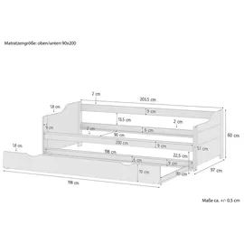 Erst-Holz Sofabett 90 x 200 cm weiß