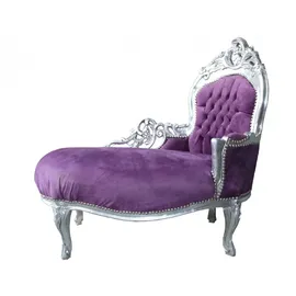 Casa Padrino Barock Kinder Chaiselongue Lila/Silber - Kindermöbel
