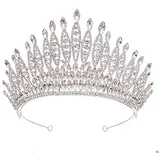 Diadem Hochzeit Krone Tiara,Strass Prinzessin Krone Königin Braut Strass Haarreifen Kristallkrone Brautschmuck Kristall Diadem für Hochzeit Festzüge Party Geburtstag für Frauen Mädchen,Silber