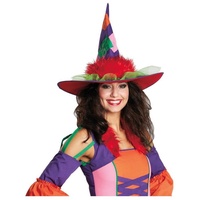 Rubie ́s Kostüm Hippie Hexenhut, Knallig bunter Hut für auffallend farbenfrohe Hexen rot