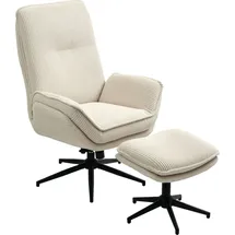 Homcom Relaxsessel mit Hocker Cord 72 x 107 x 83 cm Beige