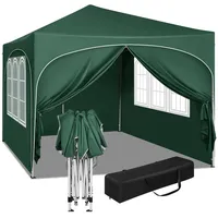BukkitBow – Partyzelt mit Seitenwänden und runder Kante – faltbares Zelt – wasserdicht und wetterfest – Gartenpavillon – 300 x 300 cm ...