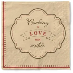 Sovie HOME Serviette Cooking is Love aus Tissue 33 x 33 cm, 20 Stück Kochen Küche Liebe