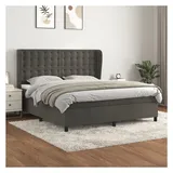 vidaXL Boxspringbett mit Matratze Dunkelgrau 180x200 cm Samt