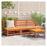 vidaXL Gartensofas ohne Armlehnen 3 Stk. Wachsbraun Massivholz Kiefer