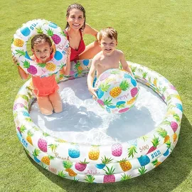 Intex Pineapple Splash 3-Ring Planschbecken 132 x 28 cm inkl. Wasserball und Schwimmring