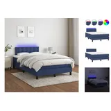 vidaXL Boxspringbett mit Matratze & LED Blau 120x200 cm Stoff