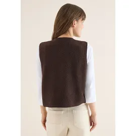 Cecil "Curly fake Wool", Damen, Gr. XXL (46), braun macchiato braun), Stoff, 100% Polyester, unifarben, normal, Rundhals, Westen, Rundhalsausschnitt