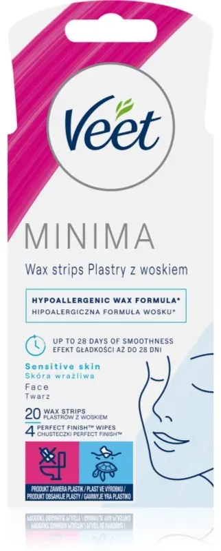 Veet Minima Hypoallergenic Enthaarungswachsstreifen für das Gesicht 20 St.