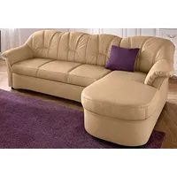 Ecksofa DOMO COLLECTION "Flores Schlafsofa, B/T/H: 233/142/86 cm, L-Form", beige (sand), B:231cm H:84cm T:142cm, Kunstleder SOFTLUX / Struktur ( 90% Polyester, 10% Polyacryl ), NaturLEDER (echtes Rindsleder) in Sitz und Rücken. Korpus in passendem Kunstleder SOFTLUX bezogen, Microfaser PRIMABELLE (100% Polyester) / Struktur ( 100% Polyester ), Sofas, wahlweise mit Bettfunktion, wahlweise mit Federkern, auch in Leder, Topseller