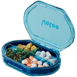 Koomuao Tablettenbox 7 Tage, Pillendose 7/6/4 Fäche,Klein Tragbar Pillenbox Klein Tablettendose,Medikamentenbox für Reise und Tägliches Gebrauch (Blau-4 Fäche)