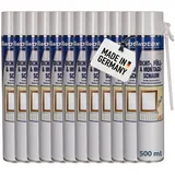AWOTEX 12 x Montageschaum B2 500 ml 1-K I Bauschaum Dämmschaum ohne FCKW & HFCKW I Klebeschaum für Dämmplatten I Montageschaum außen I Montageschaum Türzarge I Überstreich- & überputzbar