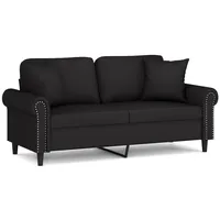 VidaXL 2-Sitzer-Sofa mit Zierkissen Schwarz 140 cm Samt