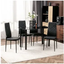 Homcom 4er-Set Küchenstuhl, Gepolsterte Esszimmerstühle, Schwarz