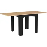IDMarket - Ausziehbarer rechteckiger Esstisch DONA 4-8 Personen schwarz Tischplatte in Buchenholzoptik 80-160 cm