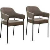 Svita Scarlett 2er Set Esszimmerstühle Armlehnstuhl Polsterstuhl Stoff Braun