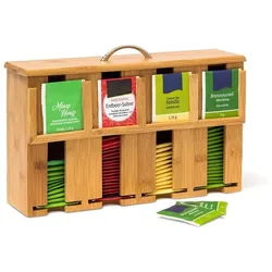 relaxdays Teebeutelspender - Bambus braun, 33.5x22x10 cm