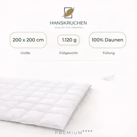 HANSKRUCHEN GmbH Hanskruchen® Winterdecke 200x200 cm Warm 100% Daunen waschbar Allergiker Daunendecke atmungsaktiv Bettdecke weiß - Weiß