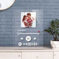 VEELU Song Cover Glas mit Personalisiertes Foto, Scannbar Spotify Code Acrylplatte, Geschenk für Familie Raumdekoration Muttertag