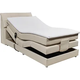 ed exciting design Boxspringbett »Concord«, inkl. Motor, Stauraum im Kopfteil und Topper, beige