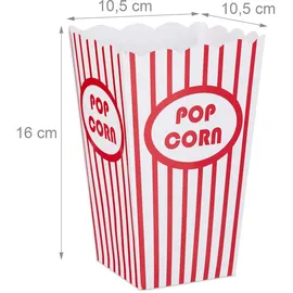 Relaxdays Popcorntüten, 100er Set, Weiß,Rot