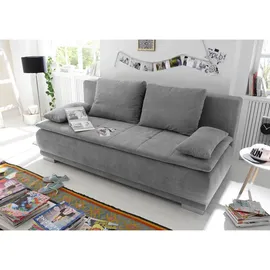 ed exciting design Schlafsofa grau mit Bettkasten Dauerschläfer Federkern 208 cm Rücken echt, Kinder - 2 Armlehnenkissen
