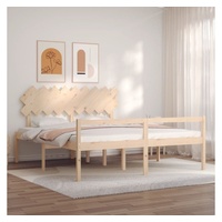 furnicato Bett Seniorenbett mit Kopfteil Super Kingsize Massivholz braun