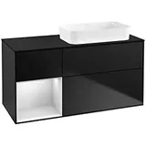 Villeroy & Boch Finion Waschtischunterschrank F682MTPD 120x60,3x50,1cm, Regal links White matt lacquer, Black matt lacquer