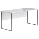 MID.YOU Schreibtisch Silber, Hellgrau, Metall, Holzwerkstoff, rechteckig, Kufe, 73x77x170 cm, Kabeldurchlass, Arbeitszimmer, Schreibtische, Bürotische
