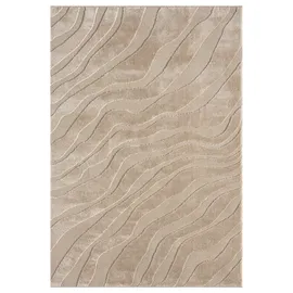 OTTO home Teppich OTTO HOME "Benia, Hoch-Tief-Struktur", beige, B:200cm H:19mm L:300cm, Kunstfaser, Teppiche, Teppich, Wellen-Design, leichter Glanz, modern, Wohnzimmer, Schlafzimmer