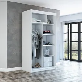 mebloland Schwebetürenschrank MIT, Kleiderschrank 120 cm mit Spiegel (Weiß,