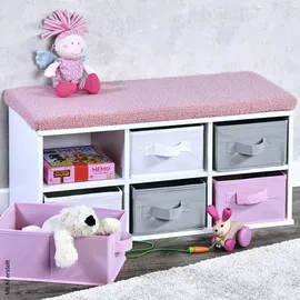 KESPER Kinderbank 17739 68 x 29,5 cm FSC-zertifizierte Faserplatte weiß grau-rosa