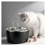 HOMELODY Trinkbrunnen Katzenbrunnen 3,2L mit Filter, Edelstahl Trinkbrunnen, Leise Wasserzirkulation für Katzen und kleine Hunde schwarz