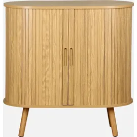 sweeek - Sideboard mit Schiebetüren und Regal, gerillter Holzoptik B 80cm