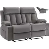 Vevor Loveseat Relaxsessel elektrische Liegecouch mit Wärmefunktion & Massage, Massagesessel aus Samt mit USB-Anschlüssen & Getränkehaltern & Seitentaschen, TV-Sessel für Wohnzimmer Grau